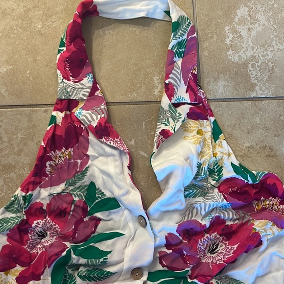 🎈HP🎈 Free People intimately Sz M floral blouse offshore halter open back - Picture 5 of 13
